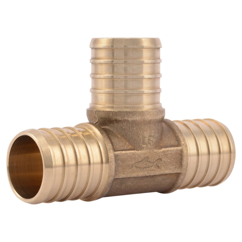 Barb Insert Pipe Tee, Brass, 1 In.