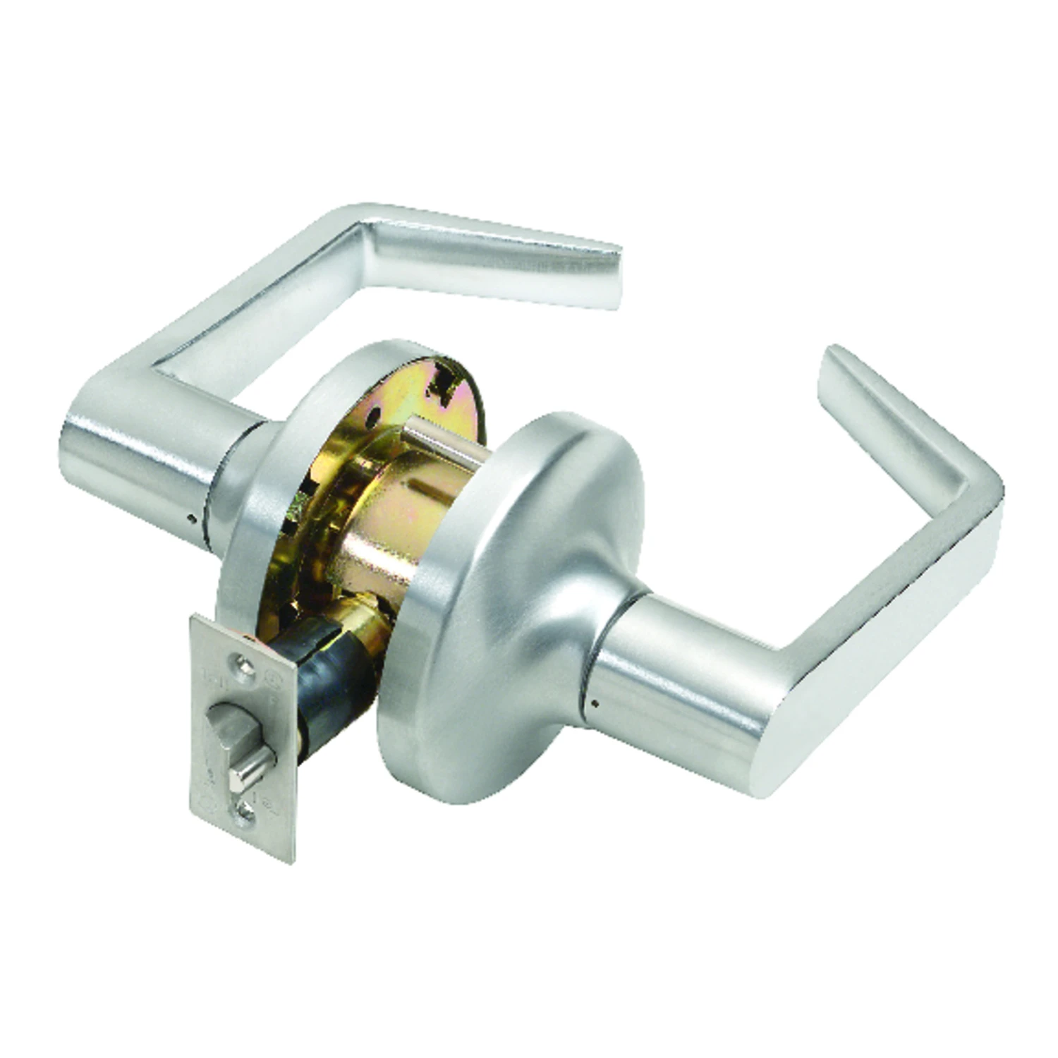 Passage Lever, Brushed Chrome, 2.75-In. Backset