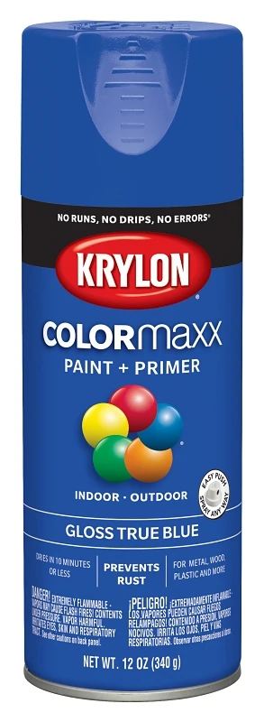 COLORmaxx Spray Paint + Primer, Gloss True Blue, 12-oz.