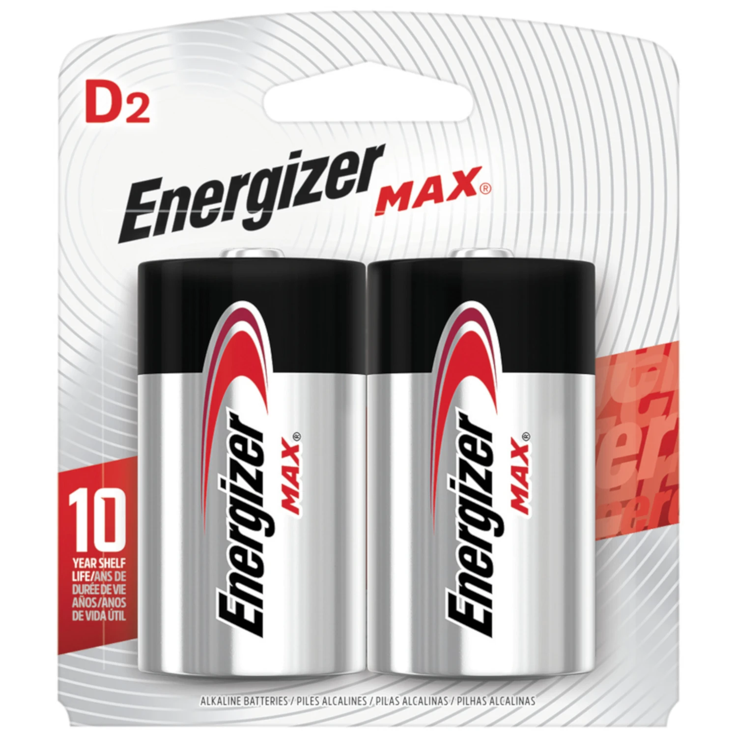 MAX D Cell Alkaline Batteries, 2 Pack
