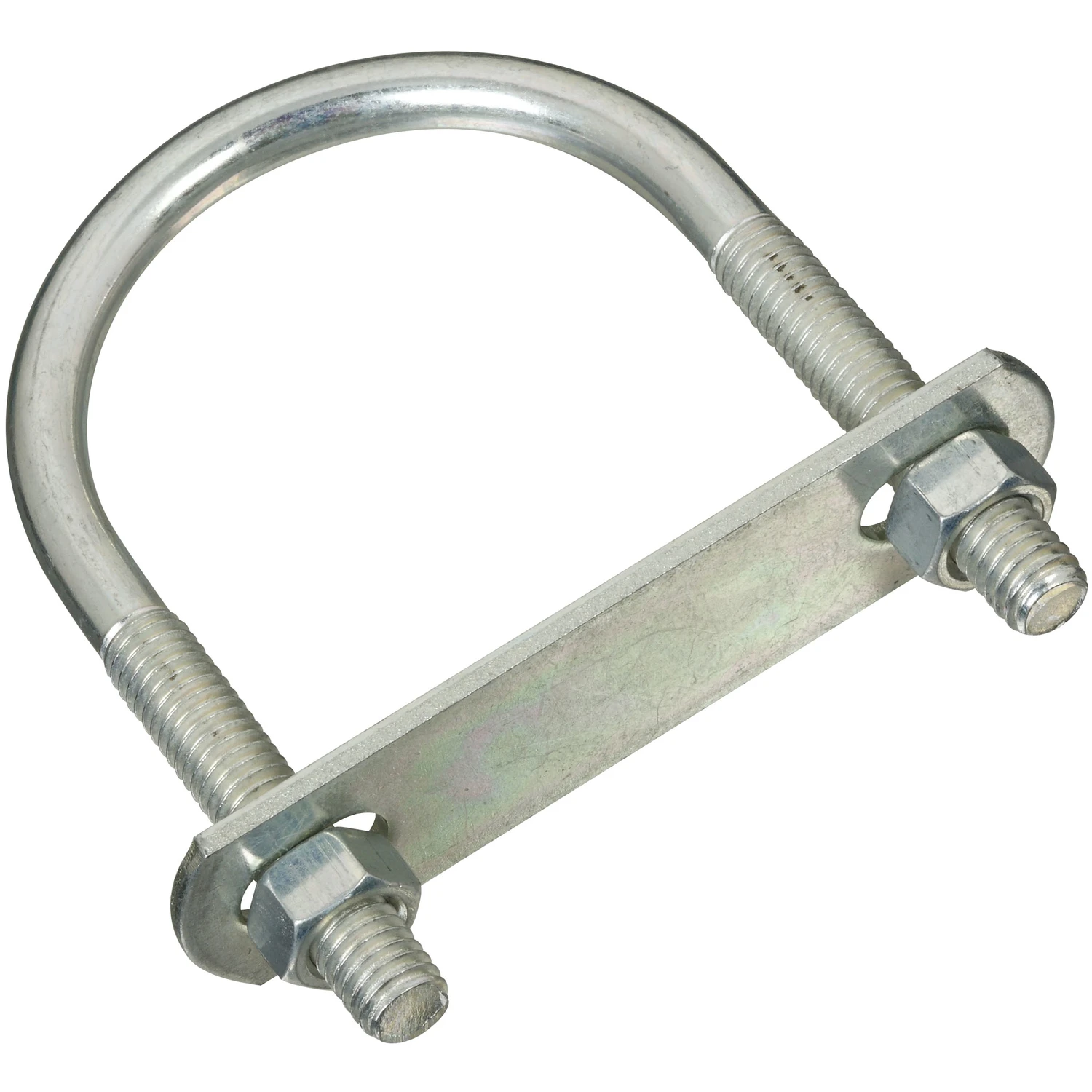 U Bolt with Plate & Hex Nuts, #642 Zinc, 3/8 x 2-1/2 x 4 In.