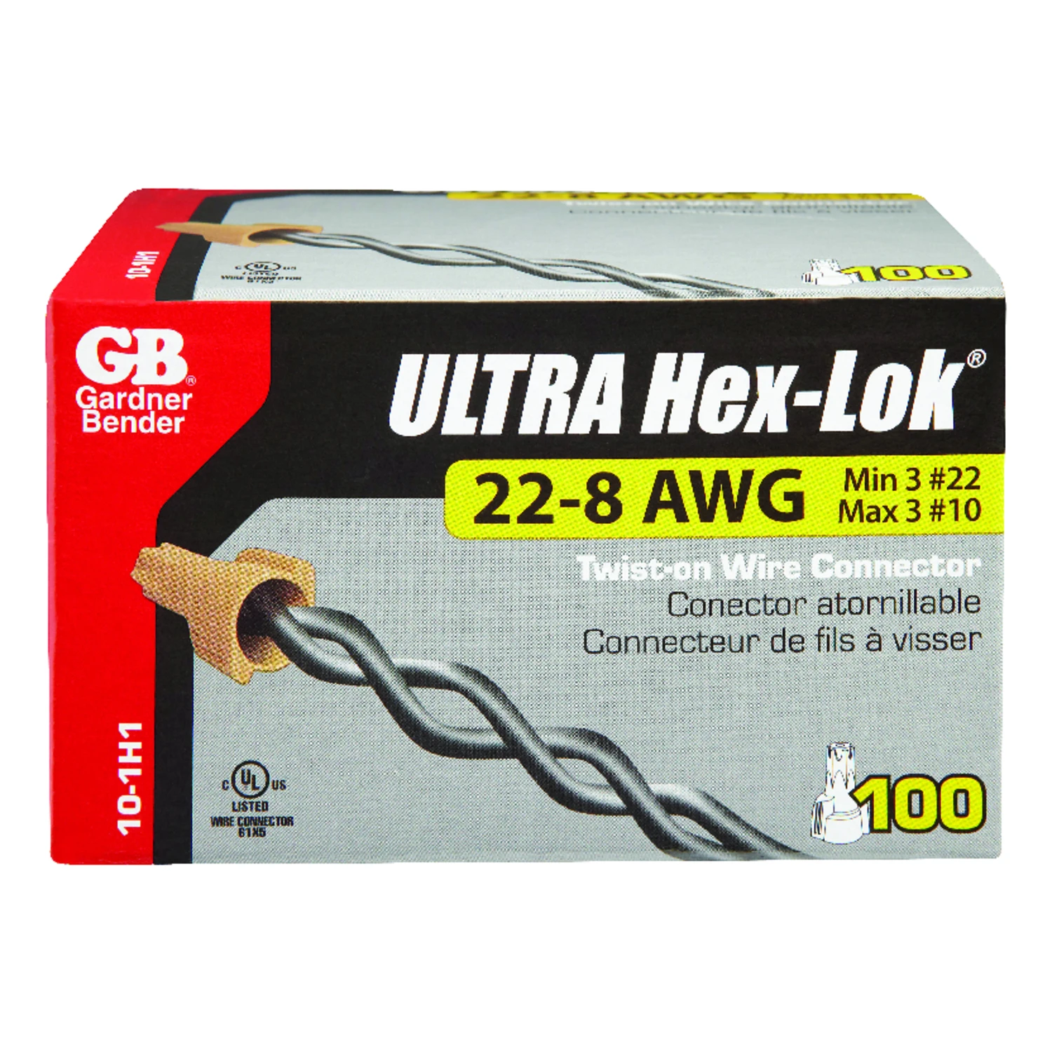 Hexlock Wire Connector, Screw-On, 22-6 AWG, Tan, 100-Pk.