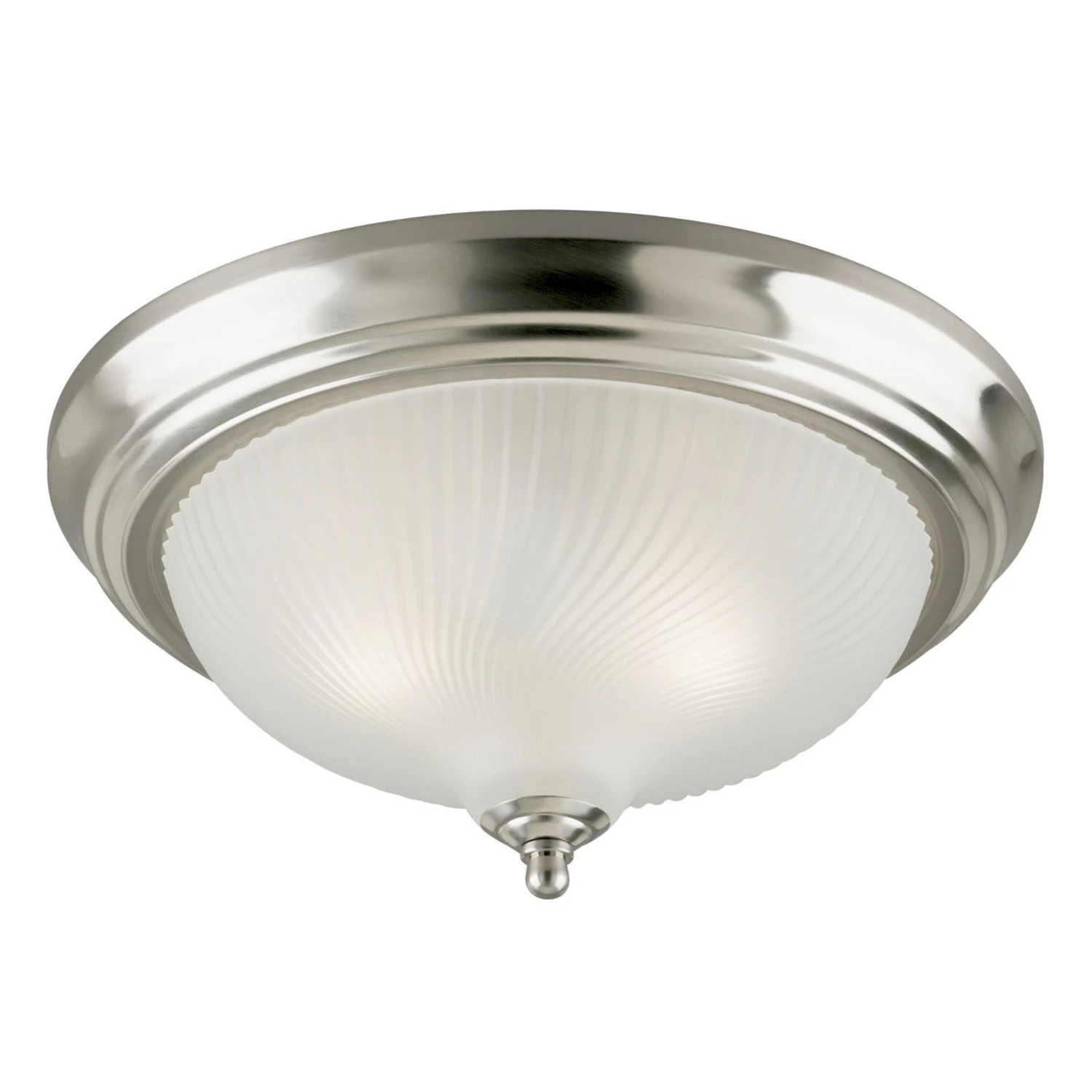 Ceiling Light Fixture, Brushed Nickel & Frosted Swirl Glass, 13-In.