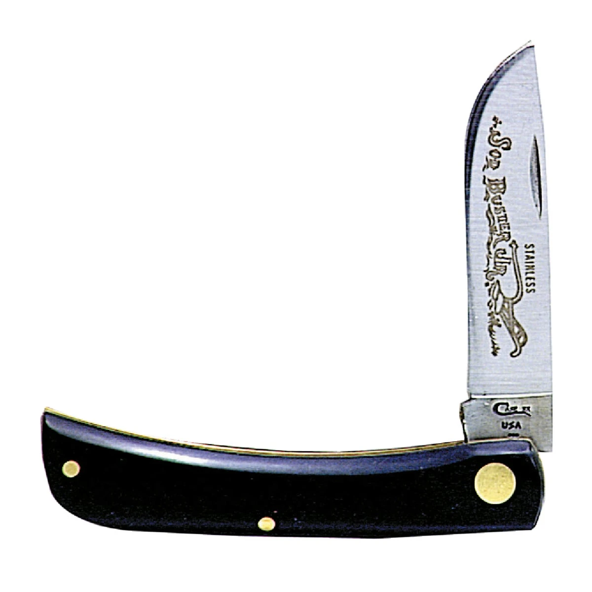 Sod Buster Jr. Utility Knife, With Etching, Stainless Steel/Black, 3-5/8-In. Blade