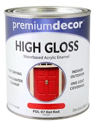Premium Decor Hot Red Gloss Enamel Paint, Qt.