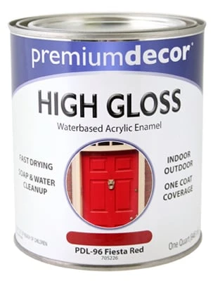 Premium Decor Fiesta Red Gloss Enamel Paint, Qt.