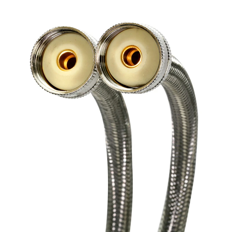 Washing Machine Connector, Stainless Steel, 60-In., 2-Pk.