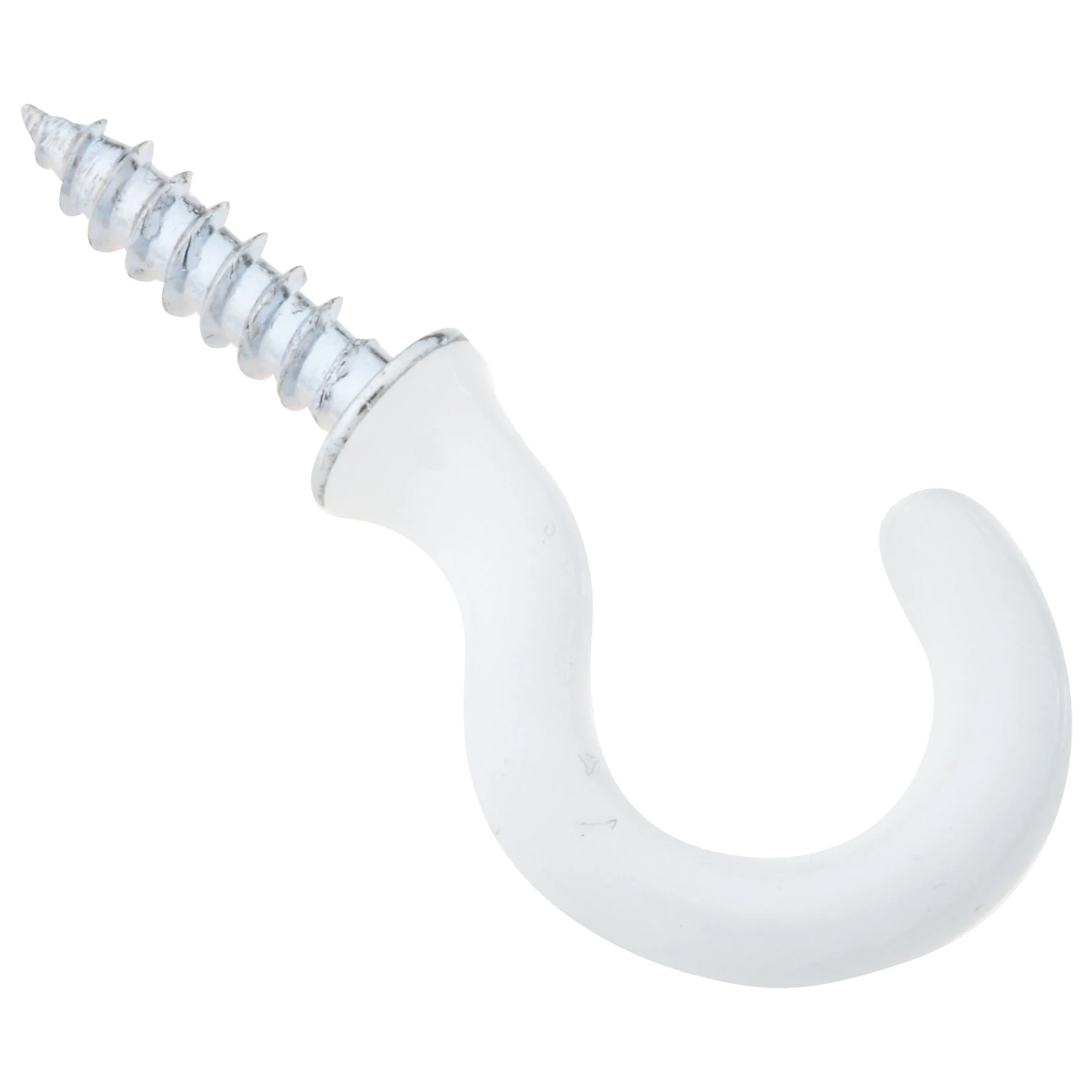 Cup Hook, White, Vinyl Coated, 3/4 In., 5-Pk.