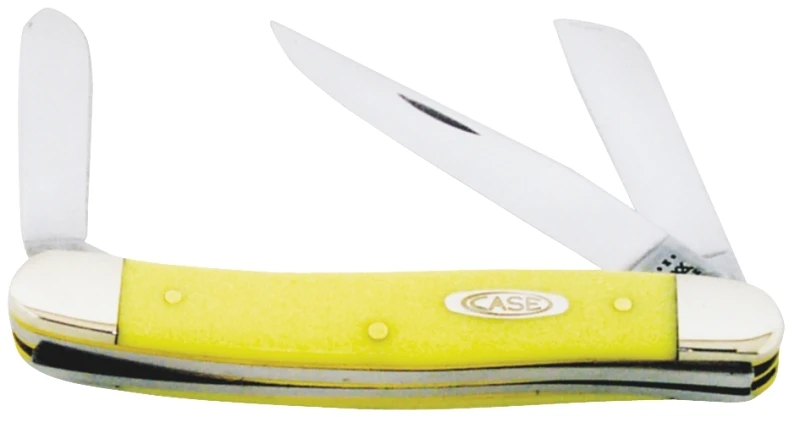 Stockman Pocket Knife With Clip, Chrome Vanadium/Yellow, 3-5/8-In. Closed