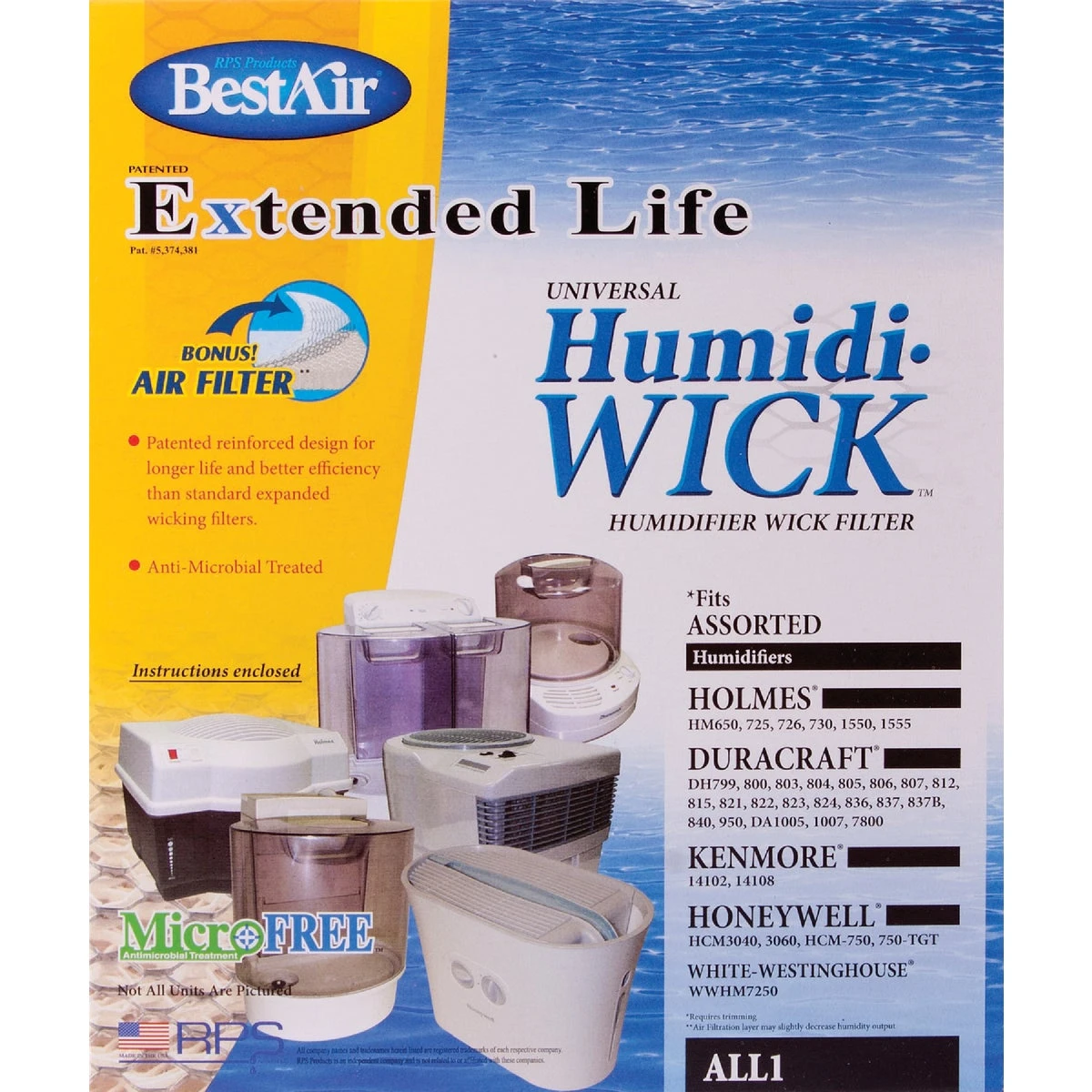 Extended Life Universal Humidifier Wick Filter