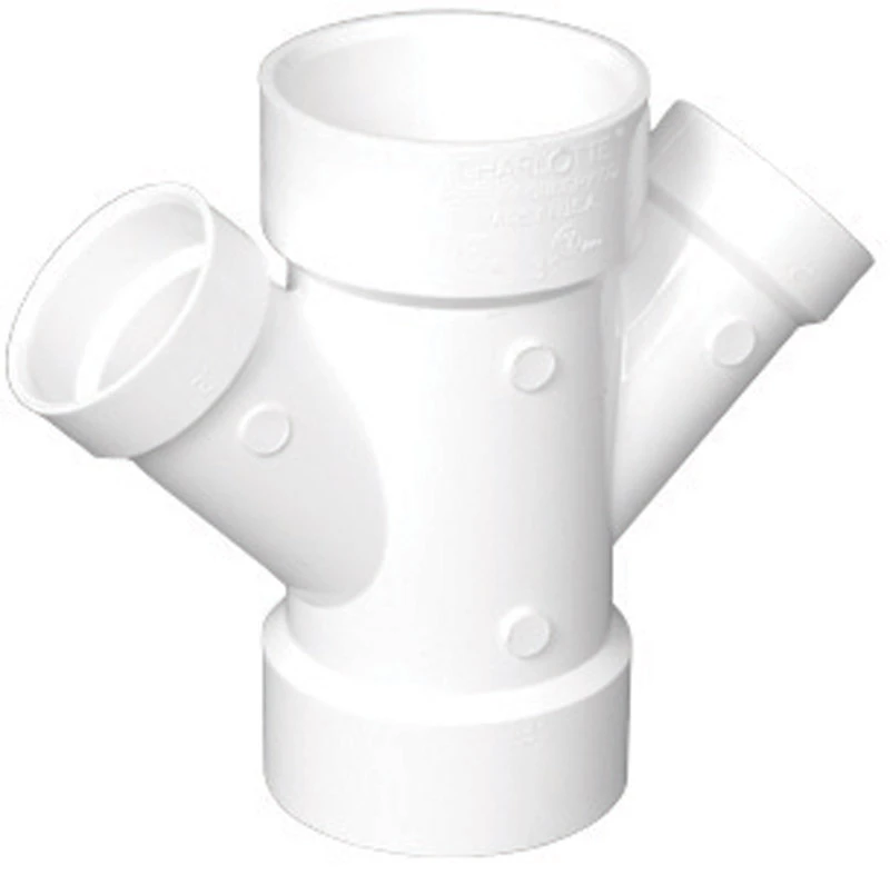 Schedule 40 DWV PVC Double Wye, White, 3 In.