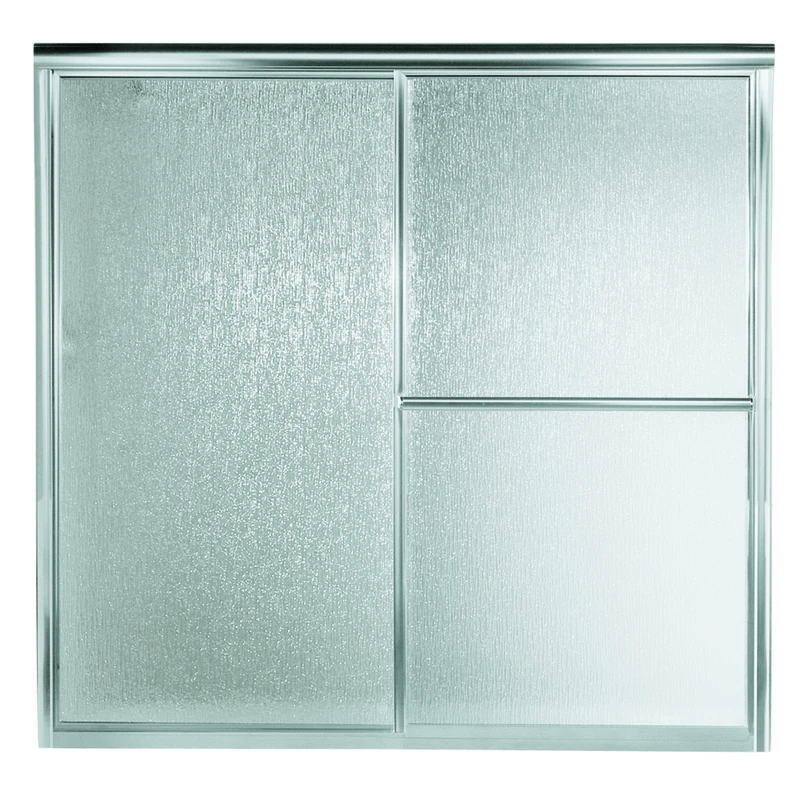 Bathtub & Shower Door, Bypass, Silver With Rain Glass, 59.375 In.