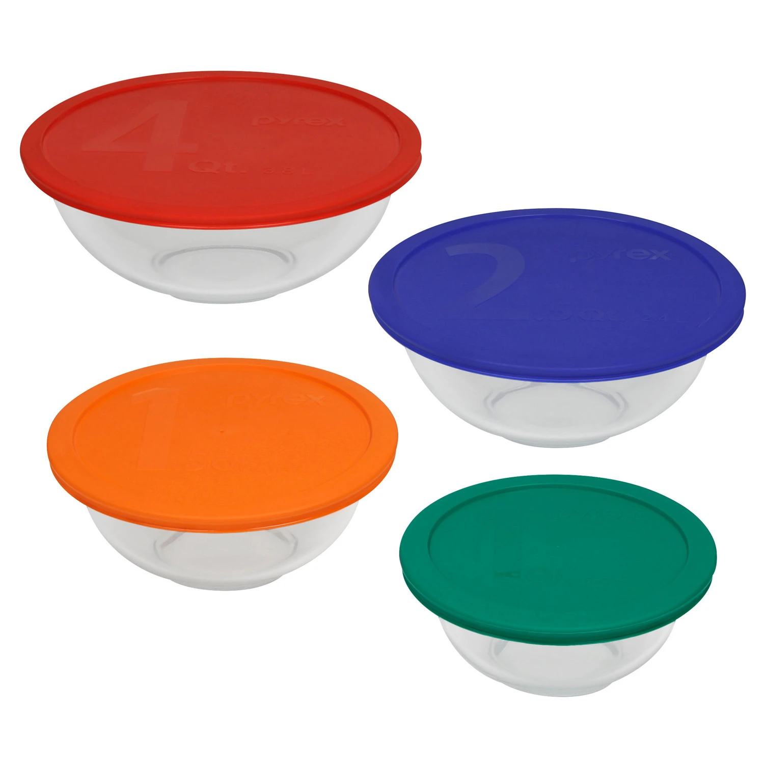 Mixing Bowl Set, Colored Lids, 8-Pc.