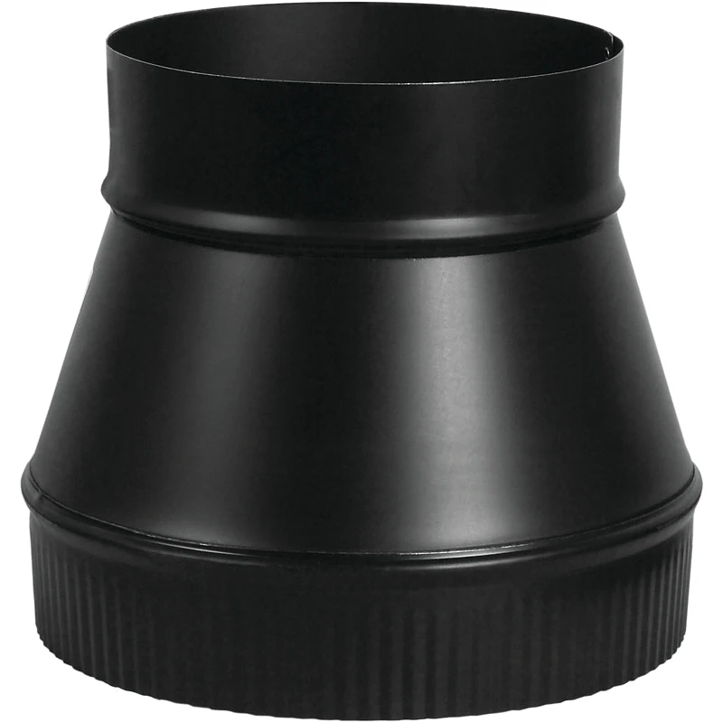 Black Stove Pipe Flue Increaser, 24 Gauge, 6 x 7 In.