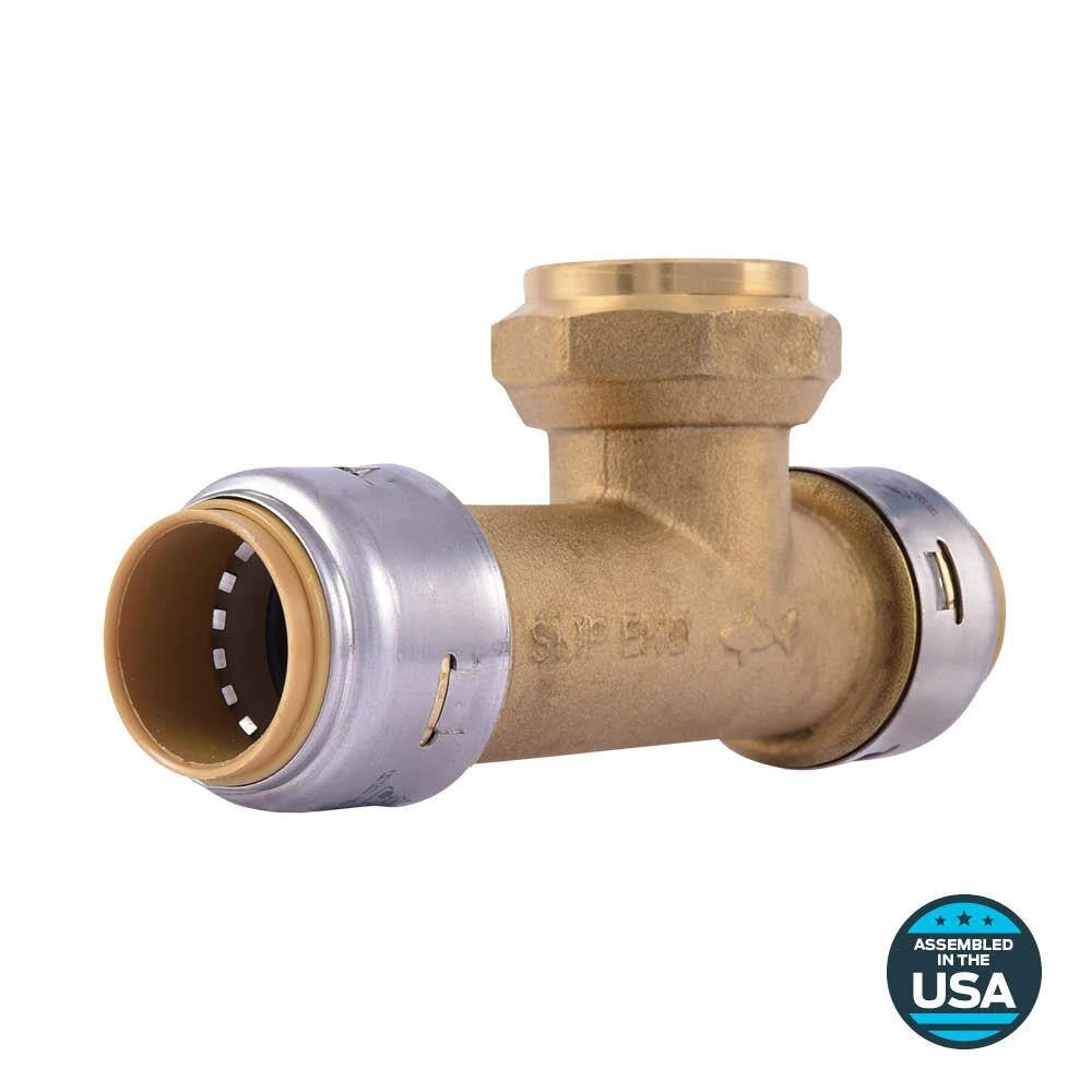 3/4 x 3/4 x 3/4 In. FIP Center Slip Push-Fit Pipe Tee, Lead Free