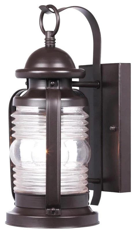 Wall Light Fixture, Outdoor, Weathered Bronze & Clear Glass, 60-Watt, 6 x 12.75 In.