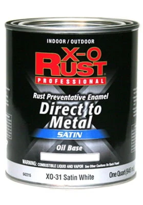 X-O Rust Premium Oil-Base Paint, Satin White, Interior/Exterior, 1 Qt.