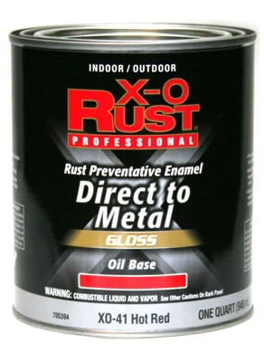X-O Rust Premium Anti-Rust Oil-Base Enamel, Hot Red Gloss, 1 Qt.