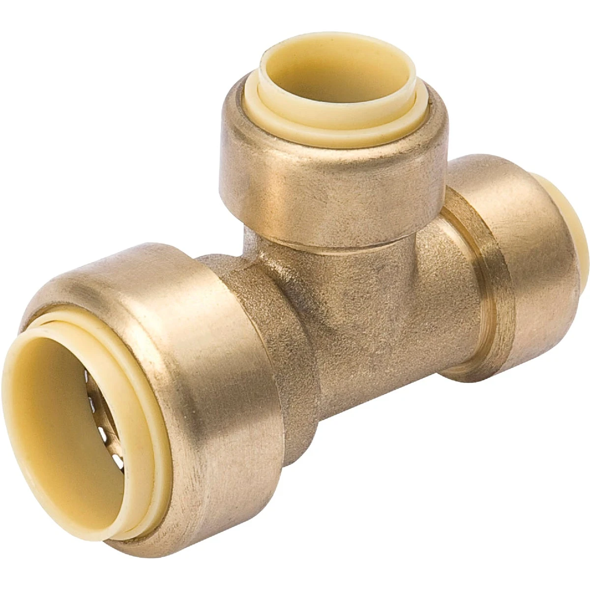 Push-On Pipe Tee, 3/4 x 1/2 x 1/2-Inch Brass