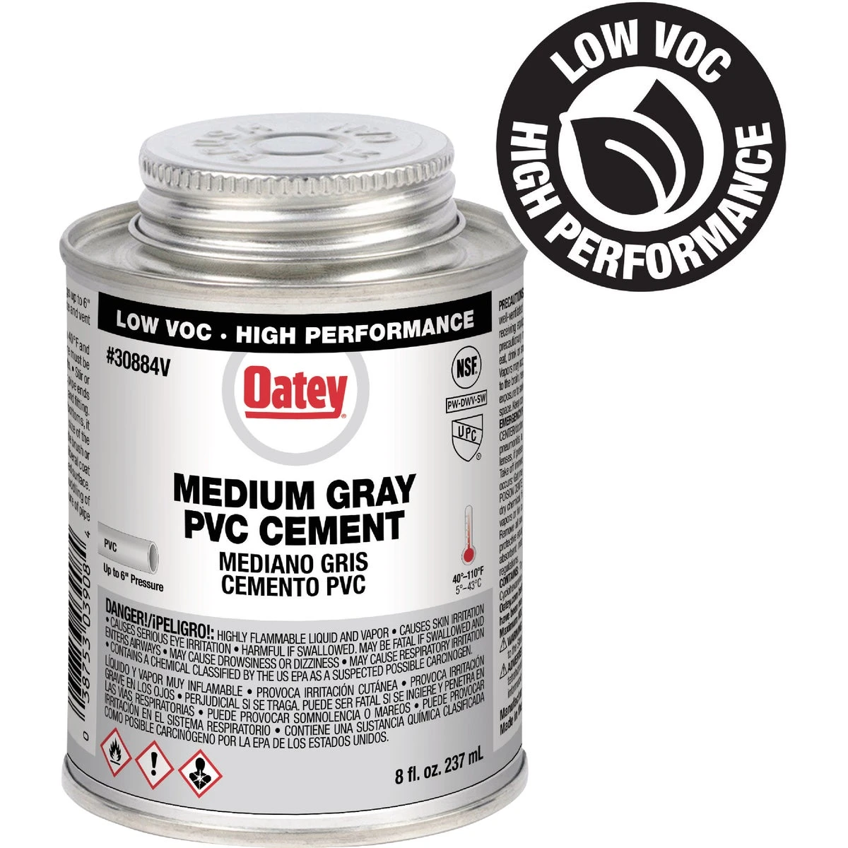Gray Medium-Bodied PVC Pipe Cement, 8 oz.