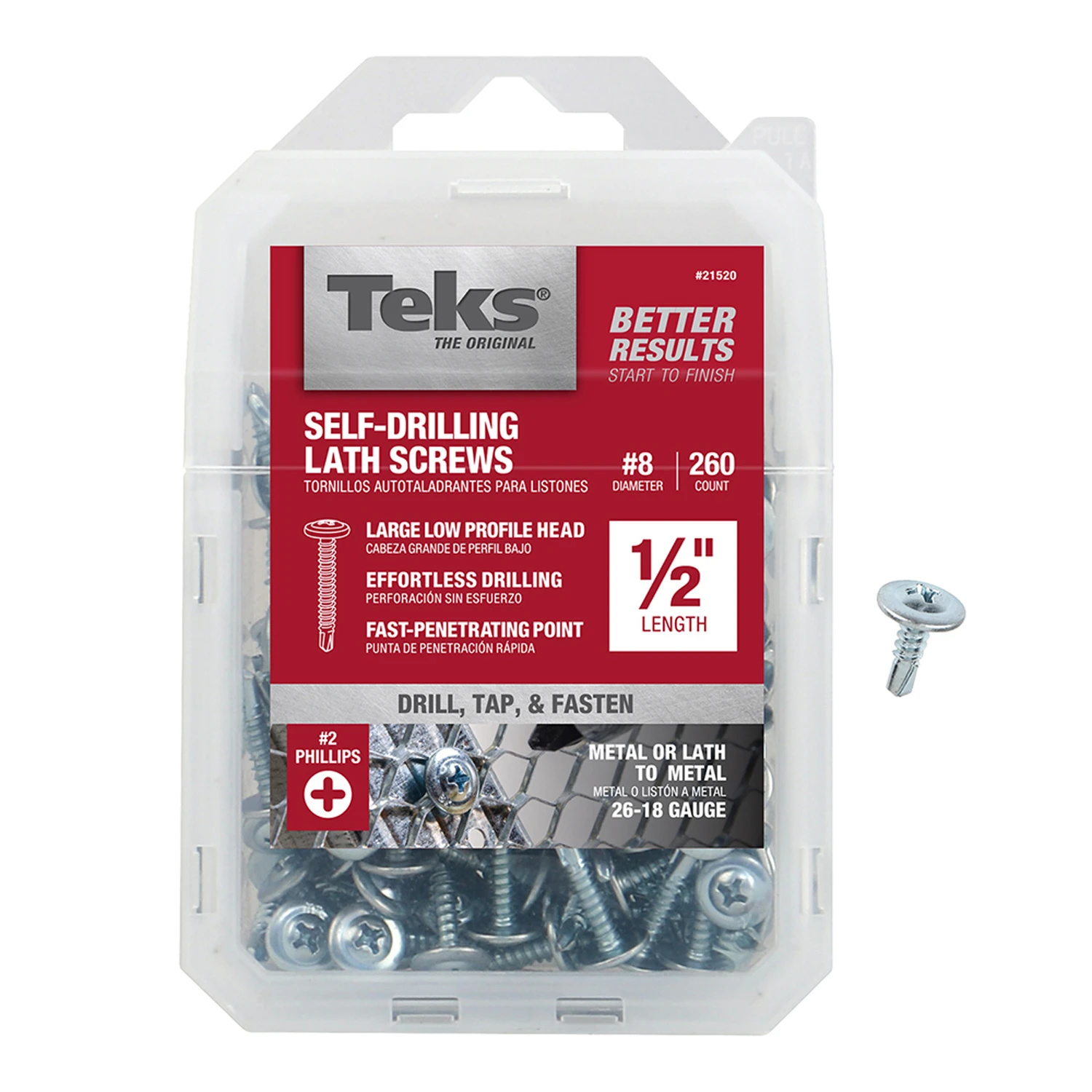 Lathe Screws, Drill Point, 1/2 In. x #8, 260-Pk.