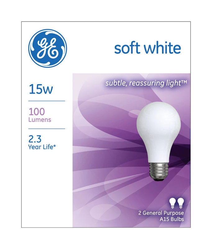 Soft White Light Bulbs, 15 Watt, 2-Pk.