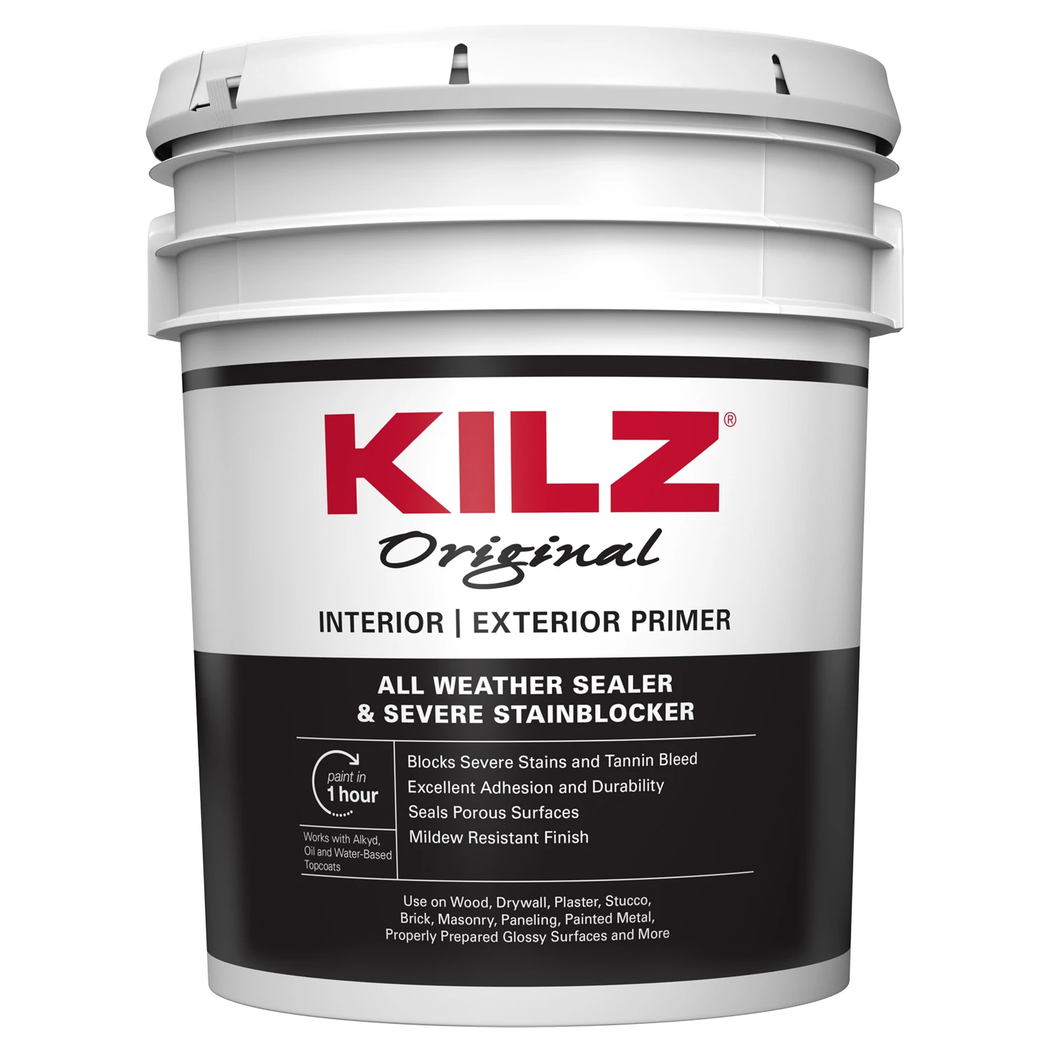Interior & Exterior Oil Primer, Sealer & Stain Blocker, 5-Gallons