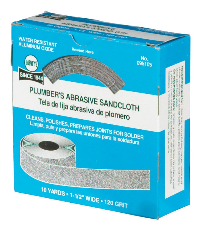 Plumber's Abrasive Sandcloth, 120-Grit, 1-1/2 In. x 10-Yds.