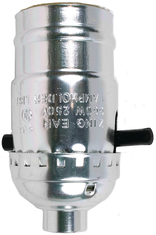 Keyless Lamp Socket, Push Through, Medium Base, 660-Watt, 250-Volt, Nickel