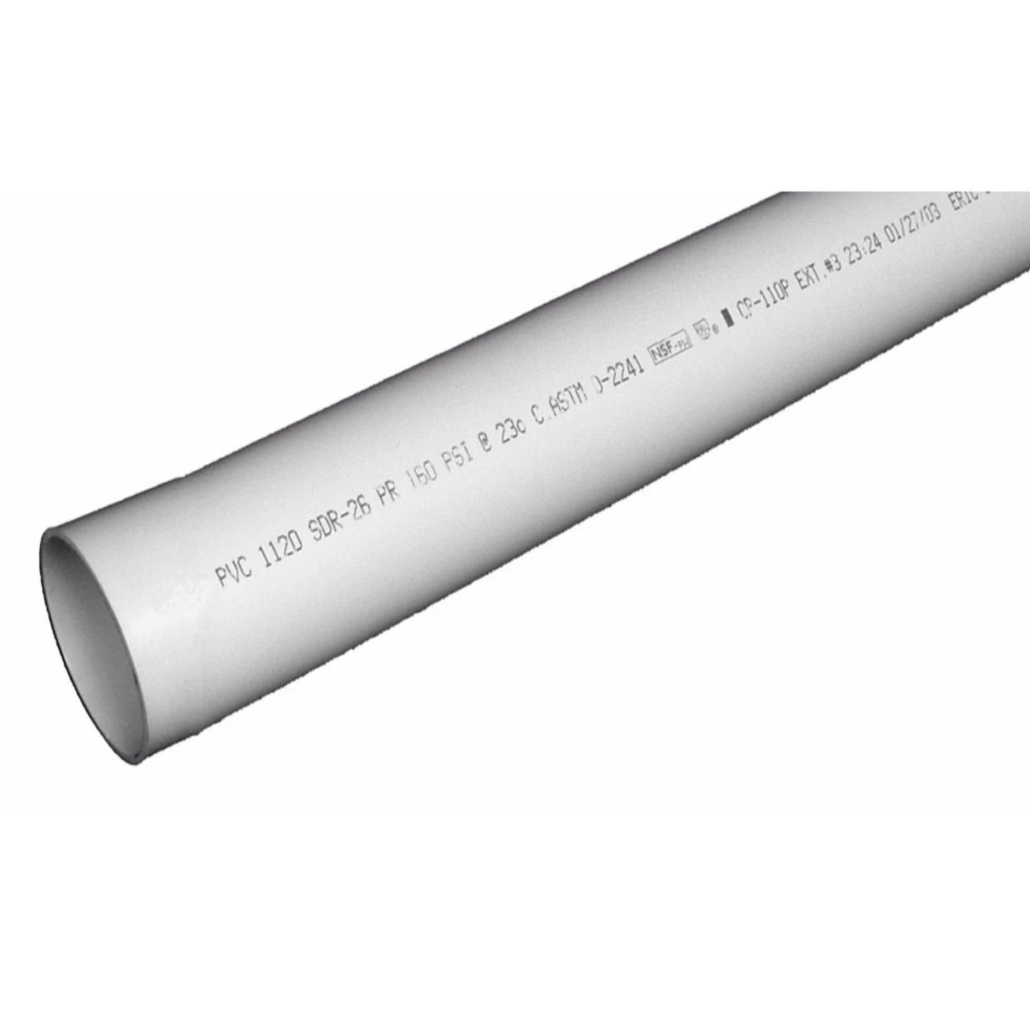 PVC Pressure Pipe, Solid Wall, SDR 26, 1.5 In. x 10 Ft.