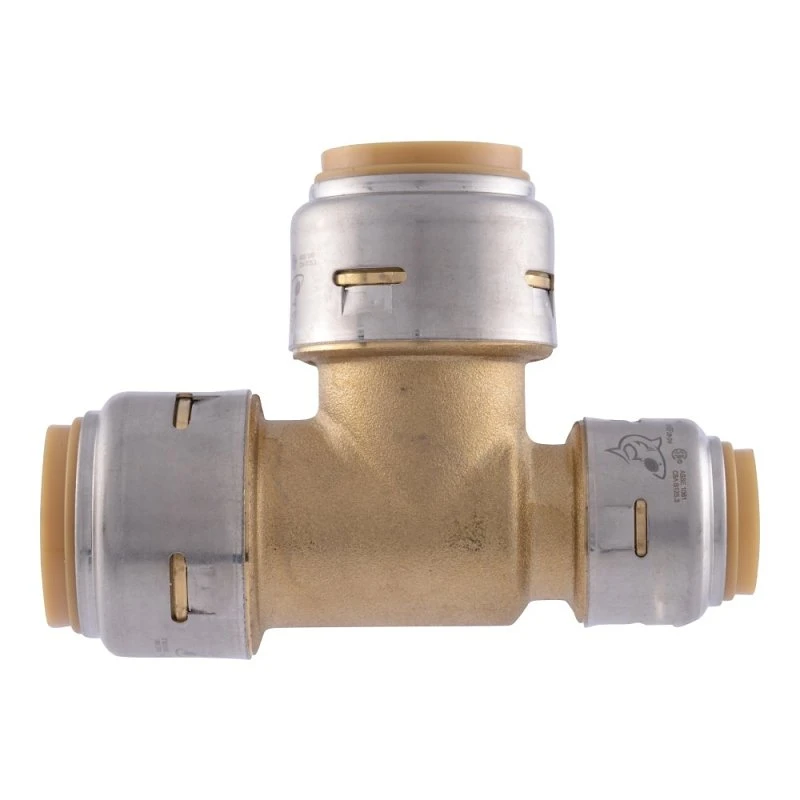 Push-Fit Reducing Pipe Tee, Lead Free, 3/4 x 1/2 x 3/4 In.