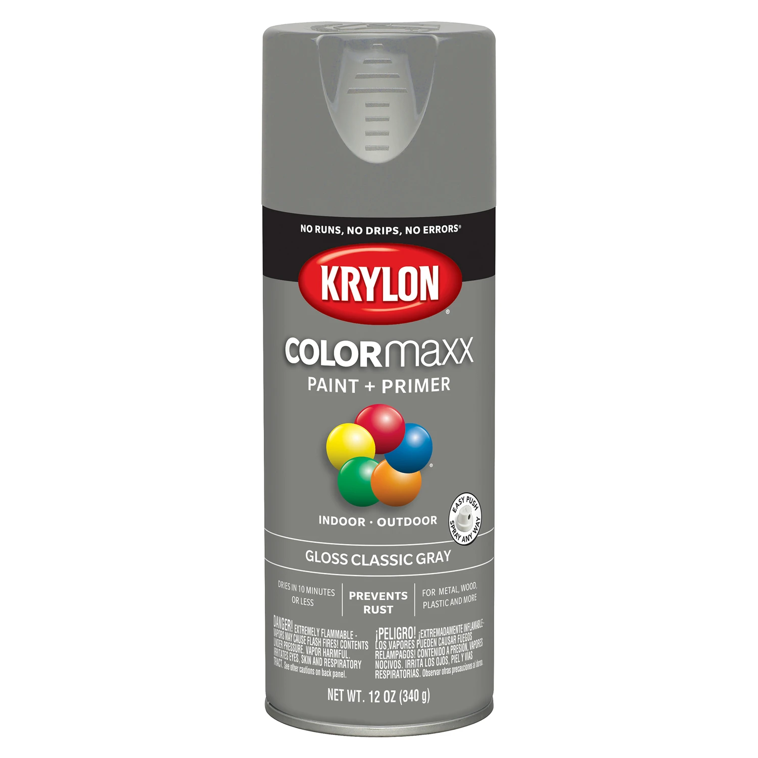 COLORmaxx Spray Paint + Primer, Gloss Classic Gray, 12-oz.