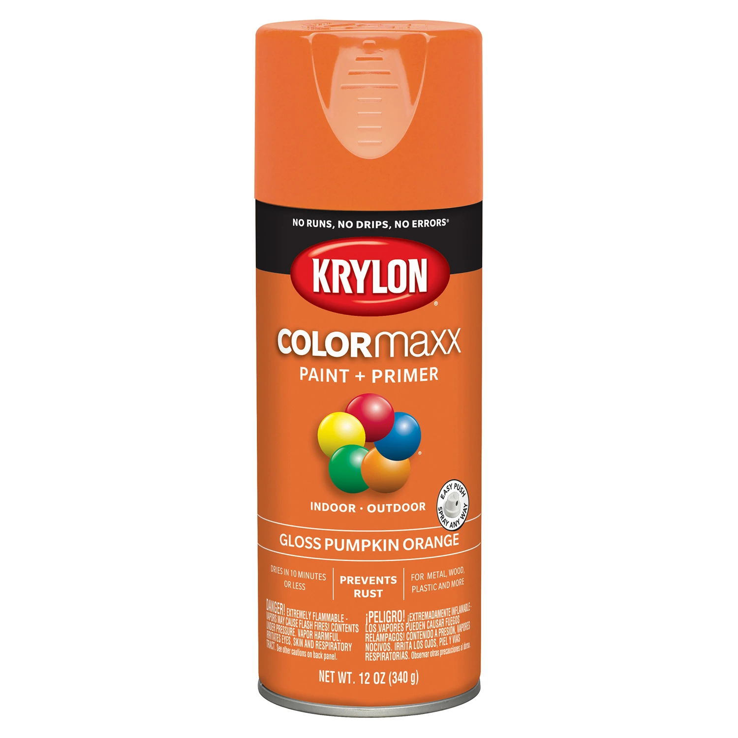 COLORmaxx Spray Paint + Primer, Gloss Pumpkin Orange, 12-oz.