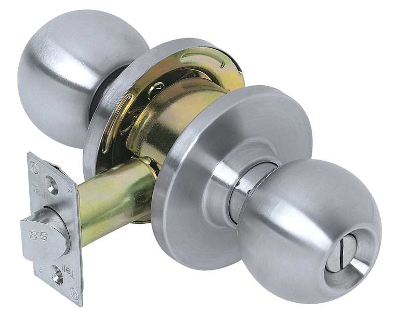 Privacy Lock, Ball Knob, Satin Stainless Steel, 2.75-In. Backset