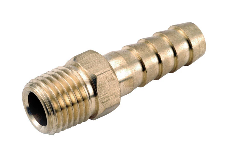 Brass Barb Insert, Lead Free, 1/4 Hose ID x 1/4 In. MPT