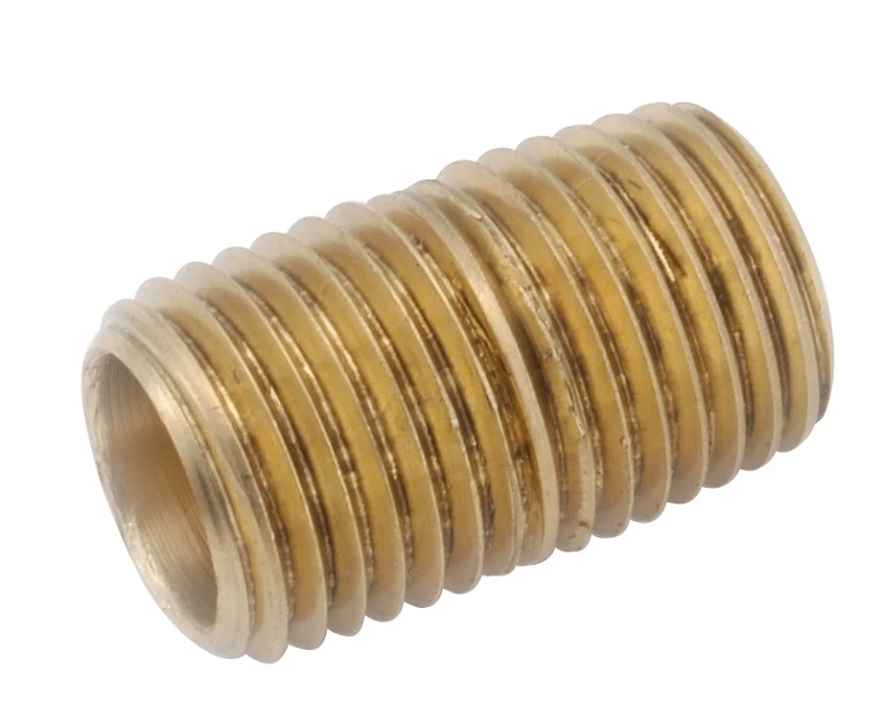 Pipe Fitting, Yellow Brass Nipple, Lead Free, 3/4 In. x Close