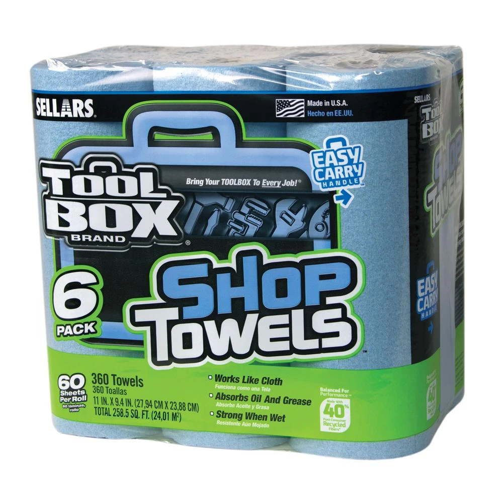 Blue Shop Towels, 6-Roll Pack