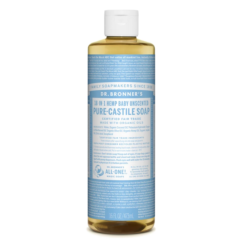 Pure Castile Liquid Soap, Unscented, 16 oz. Concentrate
