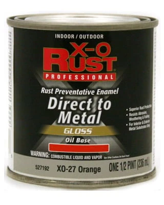 Premium Anti-Rust Oil-Base Paint, Gloss Orange, Interior/Exterior, 1/2 Pt.