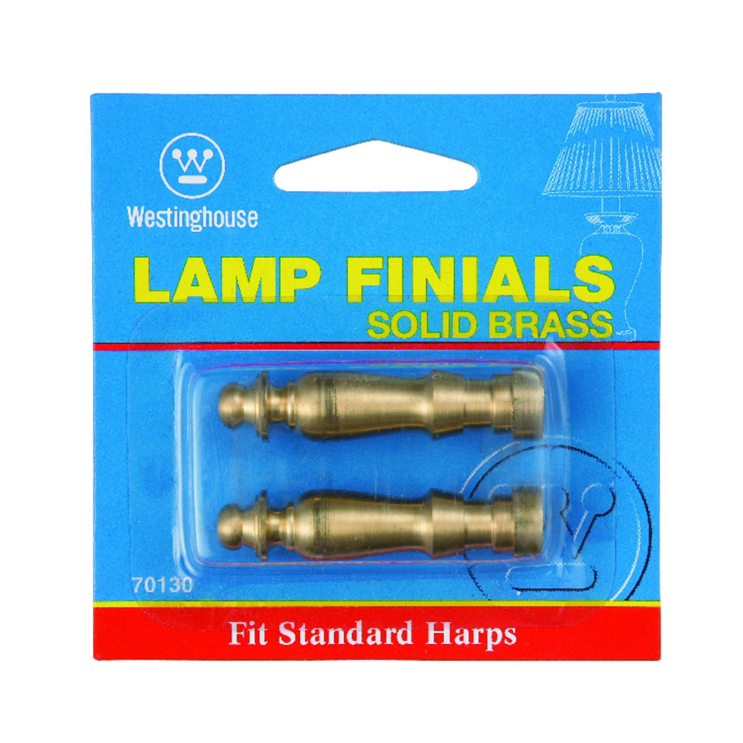 Lamp Finial, Solid Brass, 2-In., 2-Pk.
