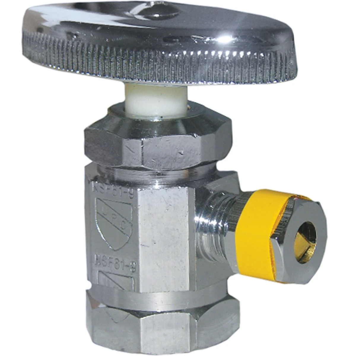 Pipe Fitting, Angle Valve, Chrome, Lead-Free, 1/2 FPT x 1/4 In. OD Compression Outlet
