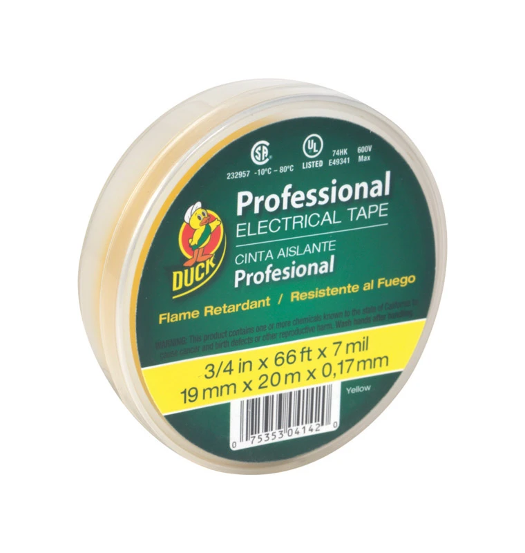 Vinyl Electrical Tape, Yellow, .75 In. x 66 Ft.