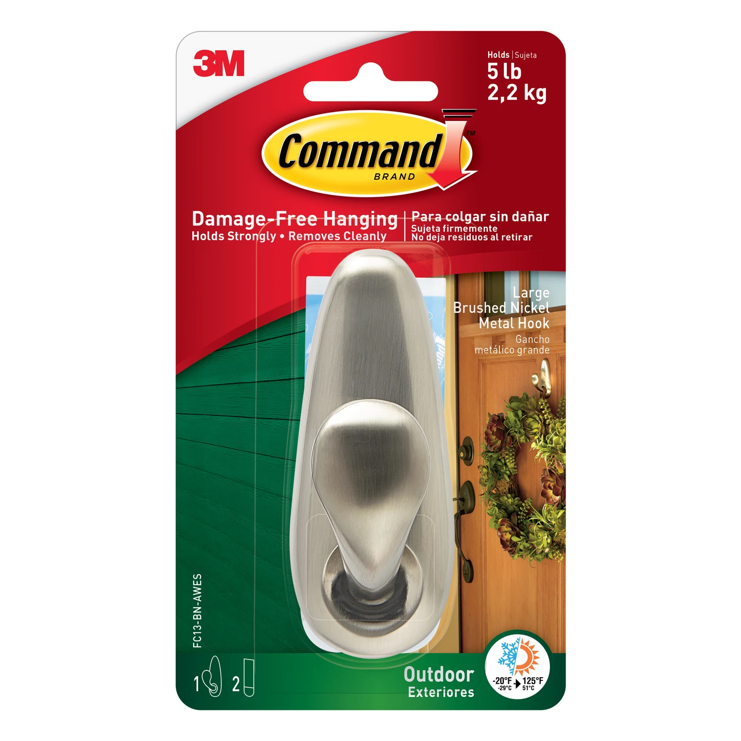 Outdoor Hook, Metal, Foam Strip, Large