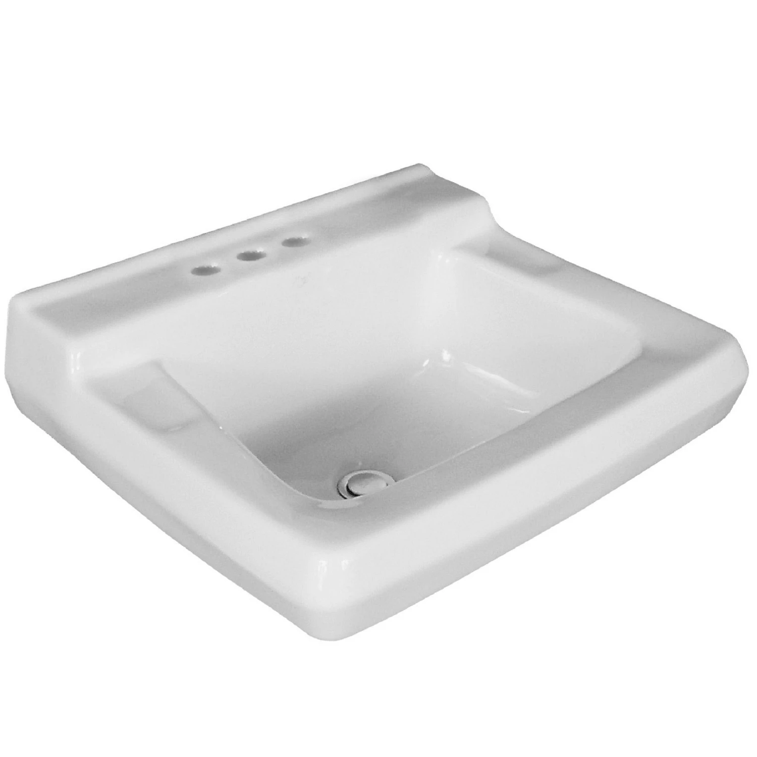 Commercial Wall-Mount Lavatory Sink, White, 19.75 x 16.75 In.