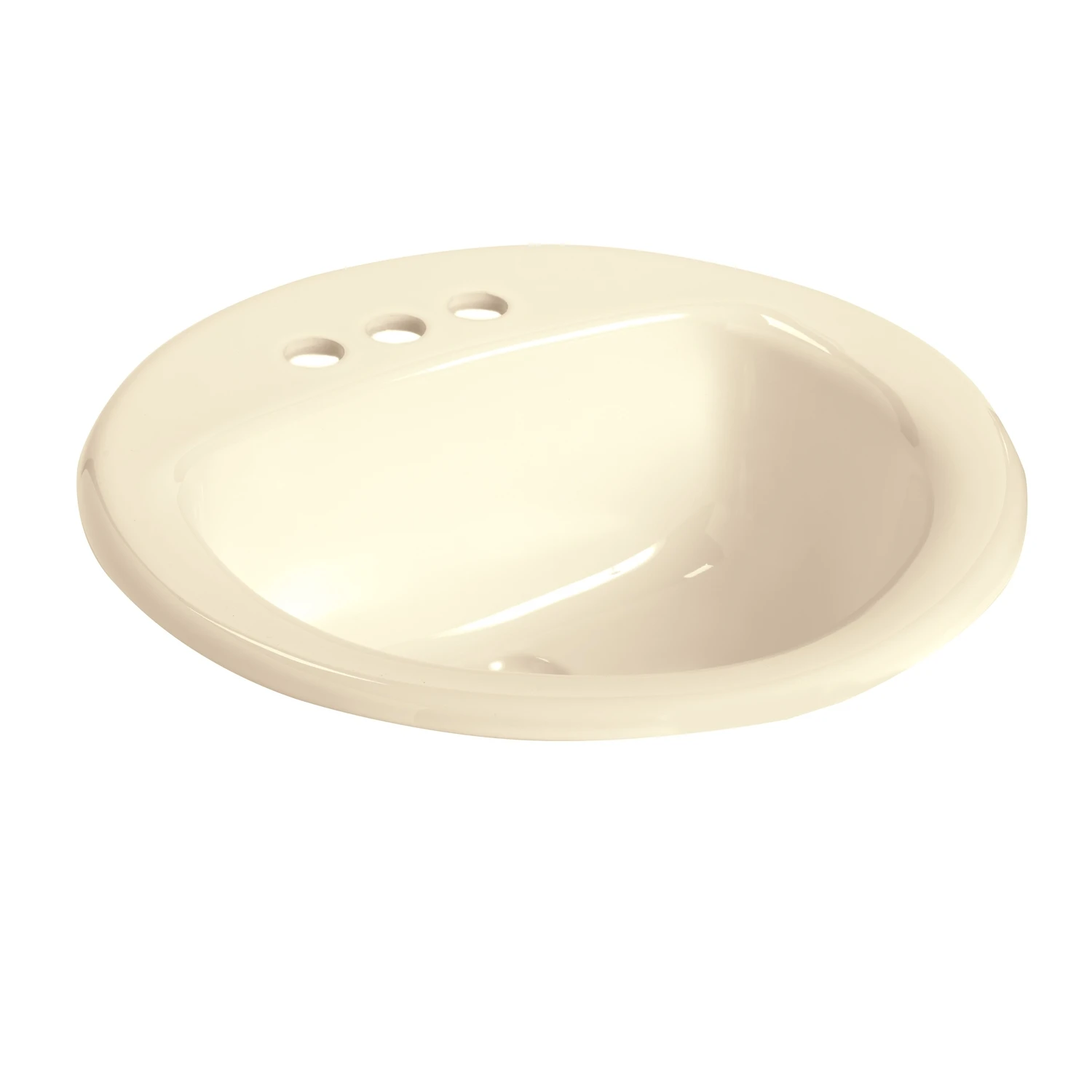 Self-Rimming Lavatory Sink, Round, Bone, 19-In.