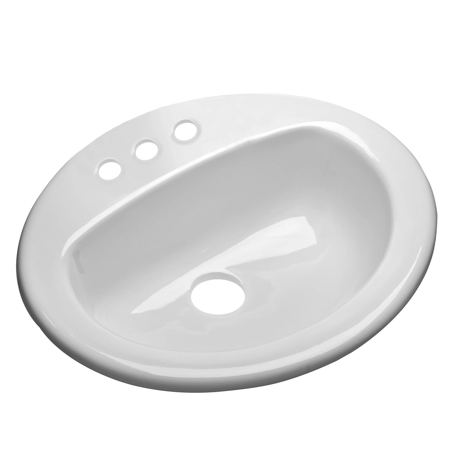 Self-Rimming Lavatory Sink, White Oval, 20-3/16 x 17 3/8 In.