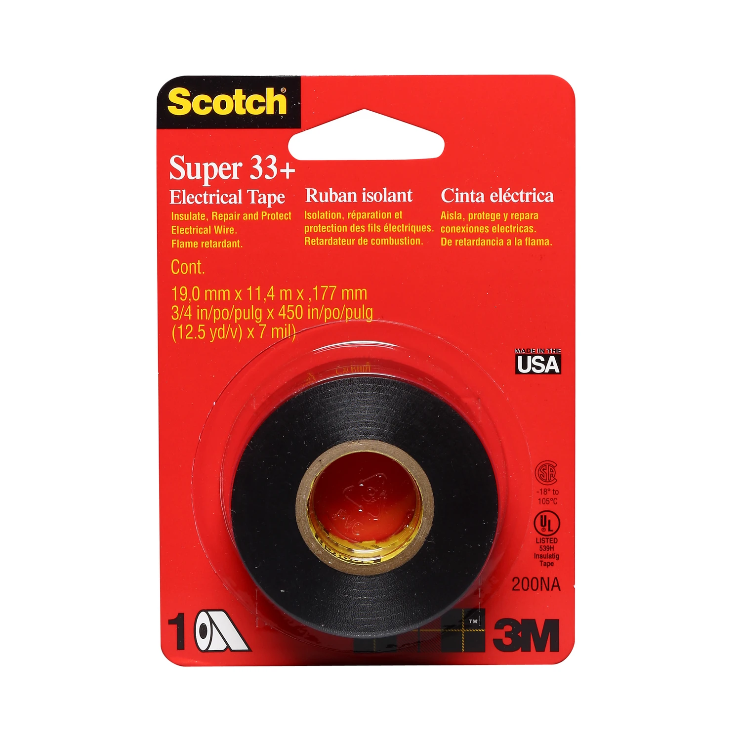 Vinyl Electrical Tape, .75 x 450 In.