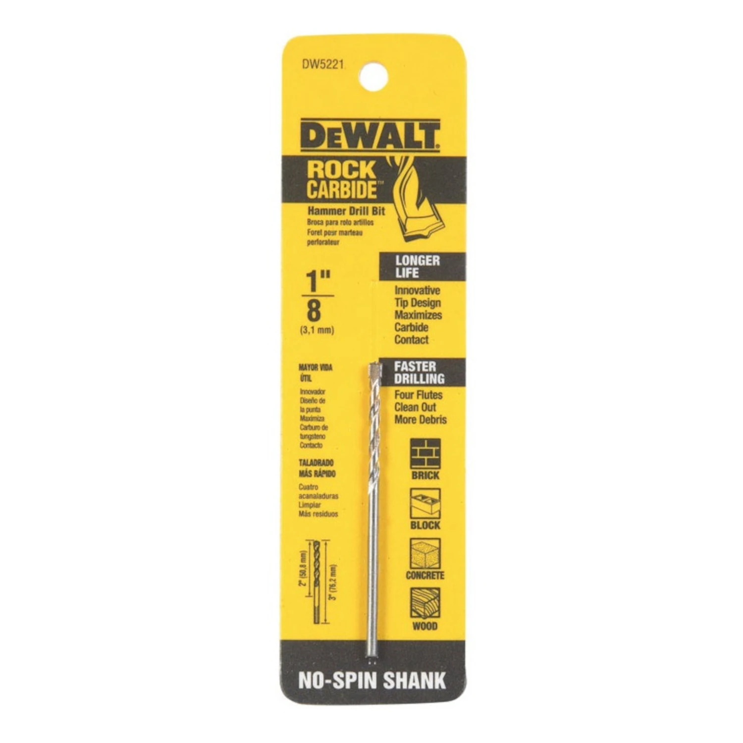Percussion Drill Bit, 1/8 x 3 In.