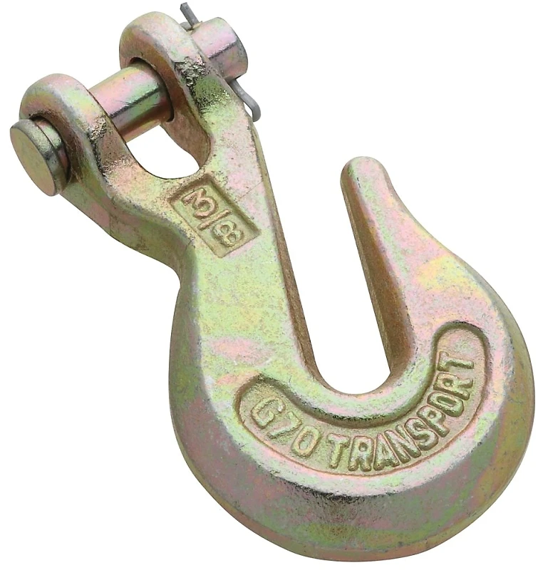 Clevis Grab Hook, Yellow Chromate, 3/8 In.