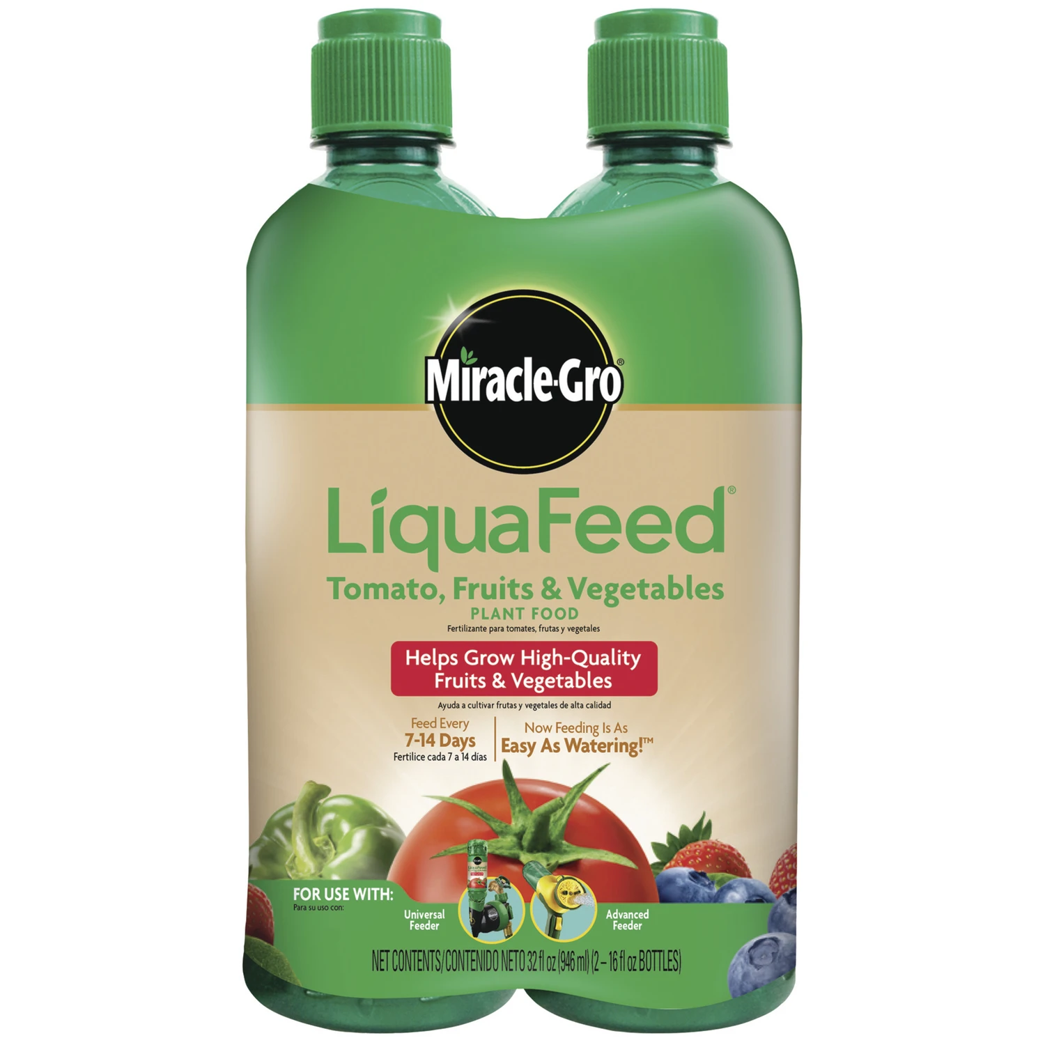 LiquaFeed Tomato, Fruits & Vegetables Plant Food, 16-Fl. oz. Refill Bottles, 2-Pack